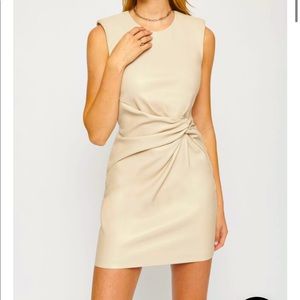 Liv Twist-Front Faux Leather Sleeveless Dress